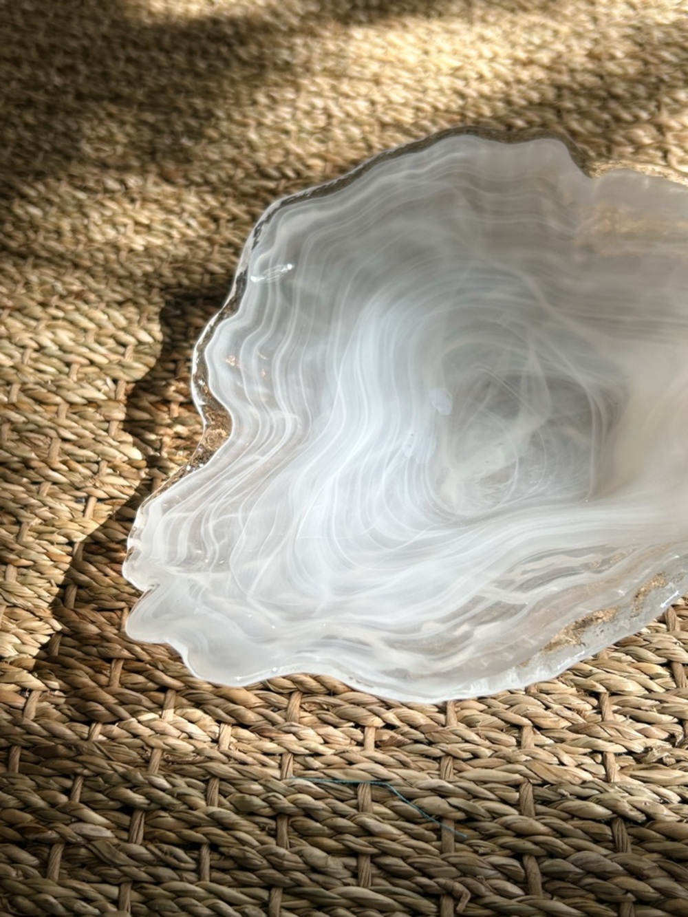 Vintage French Inspired Opalescent Glass Catchall Bowl – Alabaster Swirl Design